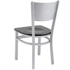 BFM Seating Axel Silver Mist Steel Side Chair With Black Wood Seat -BFM Seating sHOP 2313012