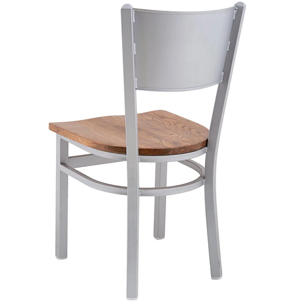 BFM Seating Axel Silver Mist Steel Side Chair With Autumn Ash Wood Seat 5 BFM Seating Axel Silver Mist Steel Side Chair With Autumn Ash Wood Seat - Image 3