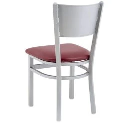 BFM Seating Axel Silver Mist Steel Side Chair With Burgundy Padded Vinyl Seat -BFM Seating sHOP 2313298