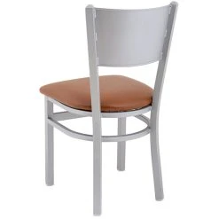 BFM Seating Axel Silver Mist Steel Side Chair With Light Brown Padded Vinyl Seat -BFM Seating sHOP 2313310