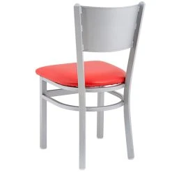 BFM Seating Axel Silver Mist Steel Side Chair With Red Padded Vinyl Seat -BFM Seating sHOP 2313313