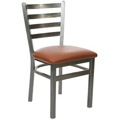 BFM Seating Lima Steel Side Chair With 2" Light Brown Vinyl Seat And Clear Coat Frame