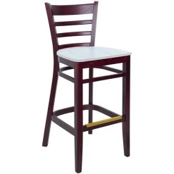 BFM Seating Berkeley Dark Mahogany Beechwood Ladder Back Barstool With Relic Antique Wash Seat