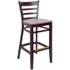 BFM Seating Berkeley Dark Mahogany Beechwood Ladder Back Barstool With Relic Knotty Pine Seat