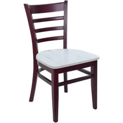 BFM Seating Berkeley Dark Mahogany Beechwood Ladder Back Side Chair With Relic Antique Wash Seat