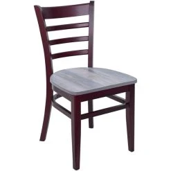 BFM Seating Berkeley Dark Mahogany Beechwood Ladder Back Side Chair With Relic Chestnut Seat