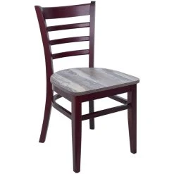 BFM Seating Berkeley Dark Mahogany Beechwood Ladder Back Side Chair With Relic Farmhouse Seat