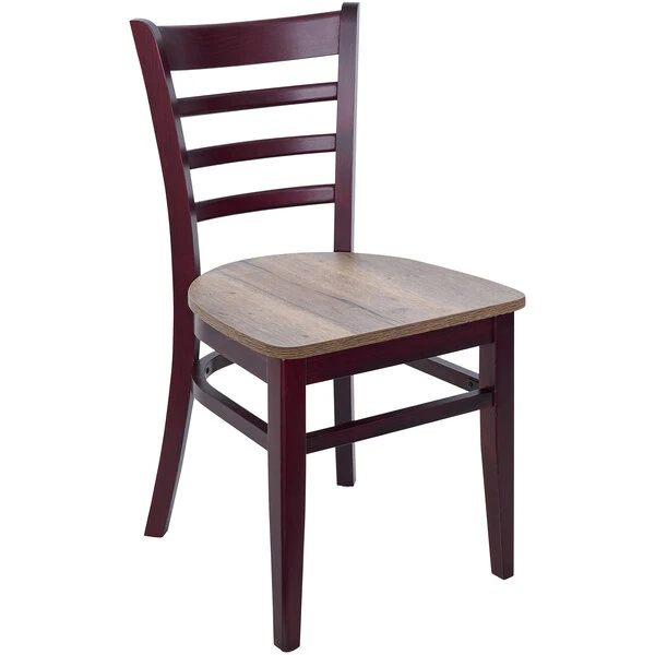 BFM Seating Berkeley Dark Mahogany Beechwood Ladder Back Side Chair With Relic Knotty Pine Seat 3 BFM Seating Berkeley Dark Mahogany Beechwood Ladder Back Side Chair With Relic Knotty Pine Seat