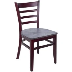 BFM Seating Berkeley Dark Mahogany Beechwood Ladder Back Side Chair With Relic Rustic Copper Seat