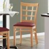 Lancaster Table & Seating Natural Wooden Window Back Chair With 2 1/2" Burgundy Padded Seat