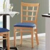 Lancaster Table & Seating Natural Wooden Window Back Chair With 2 1/2" Navy Padded Seat