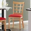 Lancaster Table & Seating Natural Wooden Window Back Chair With 2 1/2" Red Padded Seat -BFM Seating sHOP 2350720