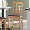 Lancaster Table & Seating Natural Wooden Window Back Chair With 2 1/2" Dark Brown Padded Seat