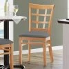 Lancaster Table & Seating Natural Finish Wooden Window Back Chair With Dark Gray Padded Seat