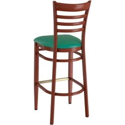 LT&S Spartan Series Lancaster Table & Seating Spartan Series Bar Height Metal Ladder Back Chair With Mahogany Wood Grain Finish And Green Vinyl Seat -BFM Seating sHOP 2371275