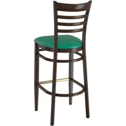 LT&S Spartan Series Lancaster Table & Seating Spartan Series Bar Height Metal Ladder Back Chair With Walnut Wood Grain Finish And Green Vinyl Seat -BFM Seating sHOP 2371292