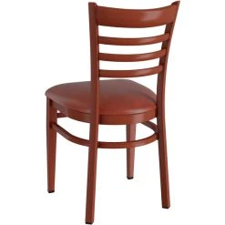 LT&S Spartan Series Lancaster Table & Seating Spartan Series Metal Ladder Back Chair With Mahogany Wood Grain Finish And Burgundy Vinyl Seat -BFM Seating sHOP 2371387