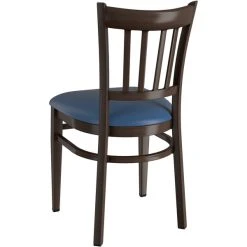 LT&S Spartan Series Lancaster Table & Seating Spartan Series Metal Slat Back Chair With Walnut Wood Grain Finish And Navy Vinyl Seat 7 LT&S Spartan Series Lancaster Table & Seating Spartan Series Metal Slat Back Chair With Walnut Wood Grain Finish And Navy Vinyl Seat -BFM Seating sHOP 2371459