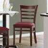 Lancaster Table & Seating Mahogany Finish Wooden Ladder Back Chair With 2 1/2" Burgundy Padded Seat