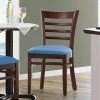 Lancaster Table & Seating Mahogany Finish Wooden Ladder Back Chair With Blue Padded Seat