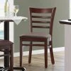 Lancaster Table & Seating Mahogany Finish Wooden Ladder Back Chair With 2 1/2" Dark Brown Padded Seat -BFM Seating sHOP 2373732