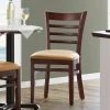 Lancaster Table & Seating Mahogany Finish Wooden Ladder Back Chair With 2 1/2" Light Brown Padded Seat