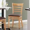 Lancaster Table & Seating Natural Finish Wooden Ladder Back Chair With 2 1/2" Dark Brown Padded Seat 1 Lancaster Table & Seating Natural Finish Wooden Ladder Back Chair With 2 1/2" Dark Brown Padded Seat -BFM Seating sHOP 2373772