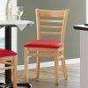 Lancaster Table & Seating Natural Finish Wooden Ladder Back Chair With 2 1/2" Red Padded Seat -BFM Seating sHOP 2373796