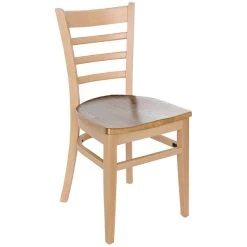 BFM Seating Berkeley Natural Beechwood Ladder Back Side Chair With Autumn Ash Wood Seat