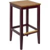 BFM Seating Stockton Dark Mahogany Beechwood Square Backless Barstool With Autumn Ash Seat -BFM Seating sHOP 2379509