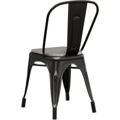 LT&S Alloy Series Lancaster Table & Seating Alloy Series Distressed Black Metal Indoor Industrial Cafe Chair With Vertical Slat Back And Gray Wood Seat -BFM Seating sHOP 2396234