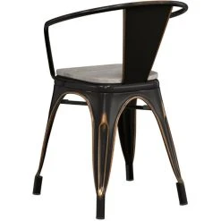 LT&S Alloy Series Lancaster Table & Seating Alloy Series Distressed Copper Metal Indoor Industrial Cafe Arm Chair With Vertical Slat Back And Gray Wood Seat 8 LT&S Alloy Series Lancaster Table & Seating Alloy Series Distressed Copper Metal Indoor Industrial Cafe Arm Chair With Vertical Slat Back And Gray Wood Seat -BFM Seating sHOP 2396321