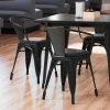 LT&S Alloy Series Lancaster Table & Seating Alloy Series Black Metal Indoor Arm Chair With Black Vinyl Cushion -BFM Seating sHOP 2397607