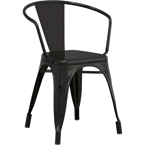 LT&S Alloy Series Lancaster Table & Seating Alloy Series Black Metal Indoor Arm Chair With Black Vinyl Cushion 6 LT&S Alloy Series Lancaster Table & Seating Alloy Series Black Metal Indoor Arm Chair With Black Vinyl Cushion - Image 4