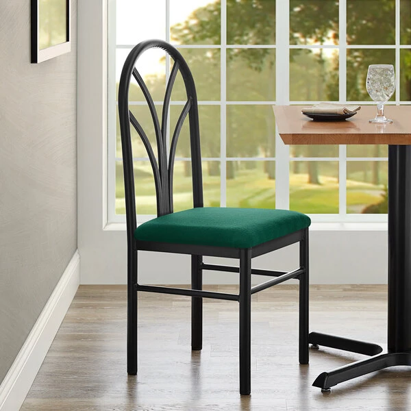Lancaster Table & Seating Green 4 Spoke Restaurant Dining Room Chair With 1 3/4" Padded Seat 3 Lancaster Table & Seating Green 4 Spoke Restaurant Dining Room Chair With 1 3/4" Padded Seat