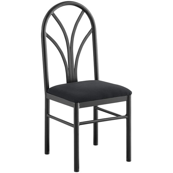 Lancaster Table & Seating Black 4 Spoke Restaurant Dining Room Chair With 1 3/4" Padded Seat 4 Lancaster Table & Seating Black 4 Spoke Restaurant Dining Room Chair With 1 3/4" Padded Seat - Image 2