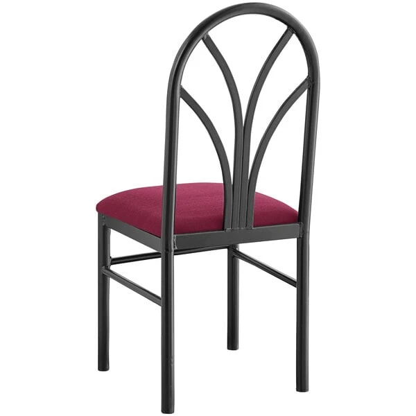 Lancaster Table & Seating Maroon 4 Spoke Restaurant Dining Room Chair With 1 3/4" Padded Seat 5 Lancaster Table & Seating Maroon 4 Spoke Restaurant Dining Room Chair With 1 3/4" Padded Seat - Image 3