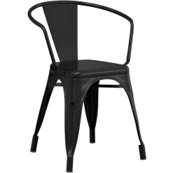 LT&S Alloy Series Lancaster Table & Seating Alloy Series Black Metal Indoor Industrial Cafe Arm Chair With Black Wooden Seat -BFM Seating sHOP 2428502