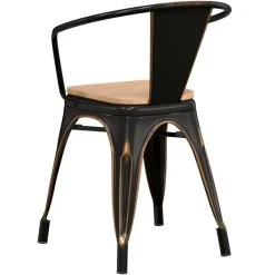 LT&S Alloy Series Lancaster Table & Seating Alloy Series Distressed Copper Metal Indoor Industrial Cafe Arm Chair With Natural Wooden Seat -BFM Seating sHOP 2428531