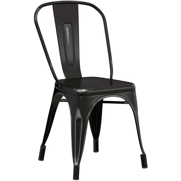 LT&S Alloy Series Lancaster Table & Seating Alloy Series Distressed Black Metal Indoor Industrial Cafe Chair With Vertical Slat Back And Natural Wood Seat 6 LT&S Alloy Series Lancaster Table & Seating Alloy Series Distressed Black Metal Indoor Industrial Cafe Chair With Vertical Slat Back And Natural Wood Seat - Image 4