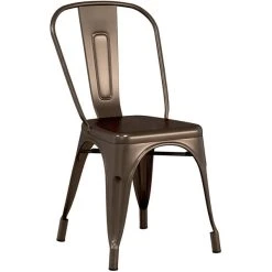 LT&S Alloy Series Lancaster Table & Seating Alloy Series Copper Metal Indoor Industrial Cafe Chair With Vertical Slat Back And Black Wood Seat -BFM Seating sHOP 2430495