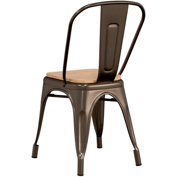 LT&S Alloy Series Lancaster Table & Seating Alloy Series Copper Metal Indoor Industrial Cafe Chair With Vertical Slat Back And Natural Wood Seat 5 LT&S Alloy Series Lancaster Table & Seating Alloy Series Copper Metal Indoor Industrial Cafe Chair With Vertical Slat Back And Natural Wood Seat - Image 3