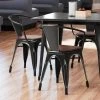 LT&S Alloy Series Lancaster Table & Seating Alloy Series Distressed Black Metal Indoor Industrial Cafe Arm Chair With Vertical Slat Back And Walnut Wood Seat -BFM Seating sHOP 2431464