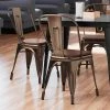 LT&S Alloy Series Lancaster Table & Seating Alloy Series Copper Metal Indoor Industrial Cafe Chair With Vertical Slat Back And Walnut Wood Seat -BFM Seating sHOP 2442582