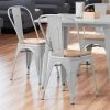 LT&S Alloy Series Lancaster Table & Seating Alloy Series Silver Metal Indoor Industrial Cafe Chair With Vertical Slat Back And Natural Wood Seat -BFM Seating sHOP 2442593
