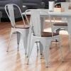 LT&S Alloy Series Lancaster Table & Seating Alloy Series Silver Metal Indoor Industrial Cafe Chair With Vertical Slat Back And Walnut Wood Seat -BFM Seating sHOP 2442594