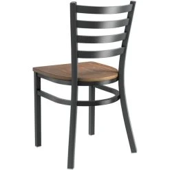 Lancaster Table & Seating Black Finish Ladder Back Chair With Vintage Wood Seat -BFM Seating sHOP 2447316