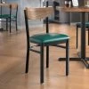 LT&S Boomerang Series Lancaster Table & Seating Boomerang Black Finish Chair With 2 1/2" Green Vinyl Padded Seat And Vintage Wood Back -BFM Seating sHOP 2447419