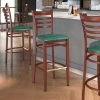 LT&S Spartan Series Lancaster Table & Seating Spartan Series Bar Height Metal Ladder Back Chair With Mahogany Wood Grain Finish And Green Vinyl Seat -BFM Seating sHOP 2455871