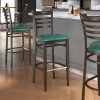 LT&S Spartan Series Lancaster Table & Seating Spartan Series Bar Height Metal Ladder Back Chair With Walnut Wood Grain Finish And Green Vinyl Seat -BFM Seating sHOP 2455887
